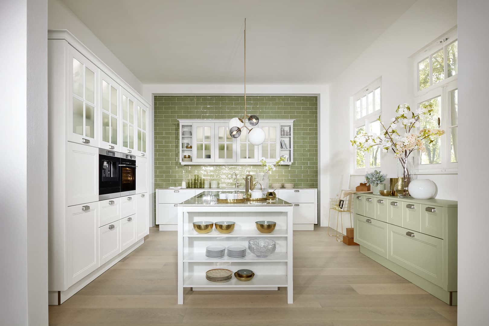 Landhausküche Windsor in Weiß und Avocado
